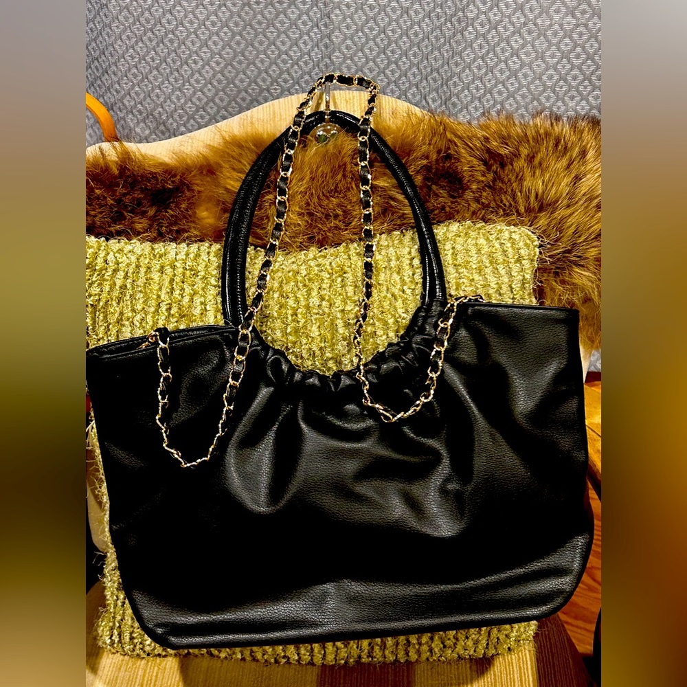 Rachel Zoe Luna Black Synthetic Mix Mat One Size Purse